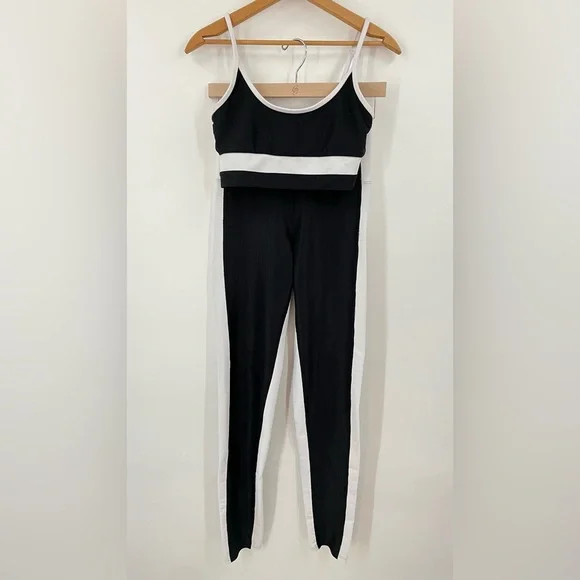 Beachriot M set bra leggings Colorblock black 0864 white ribbed beach riot sport - Picture 3 of 14